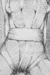 Knieende Frau in Bandagen, Federzeichnung